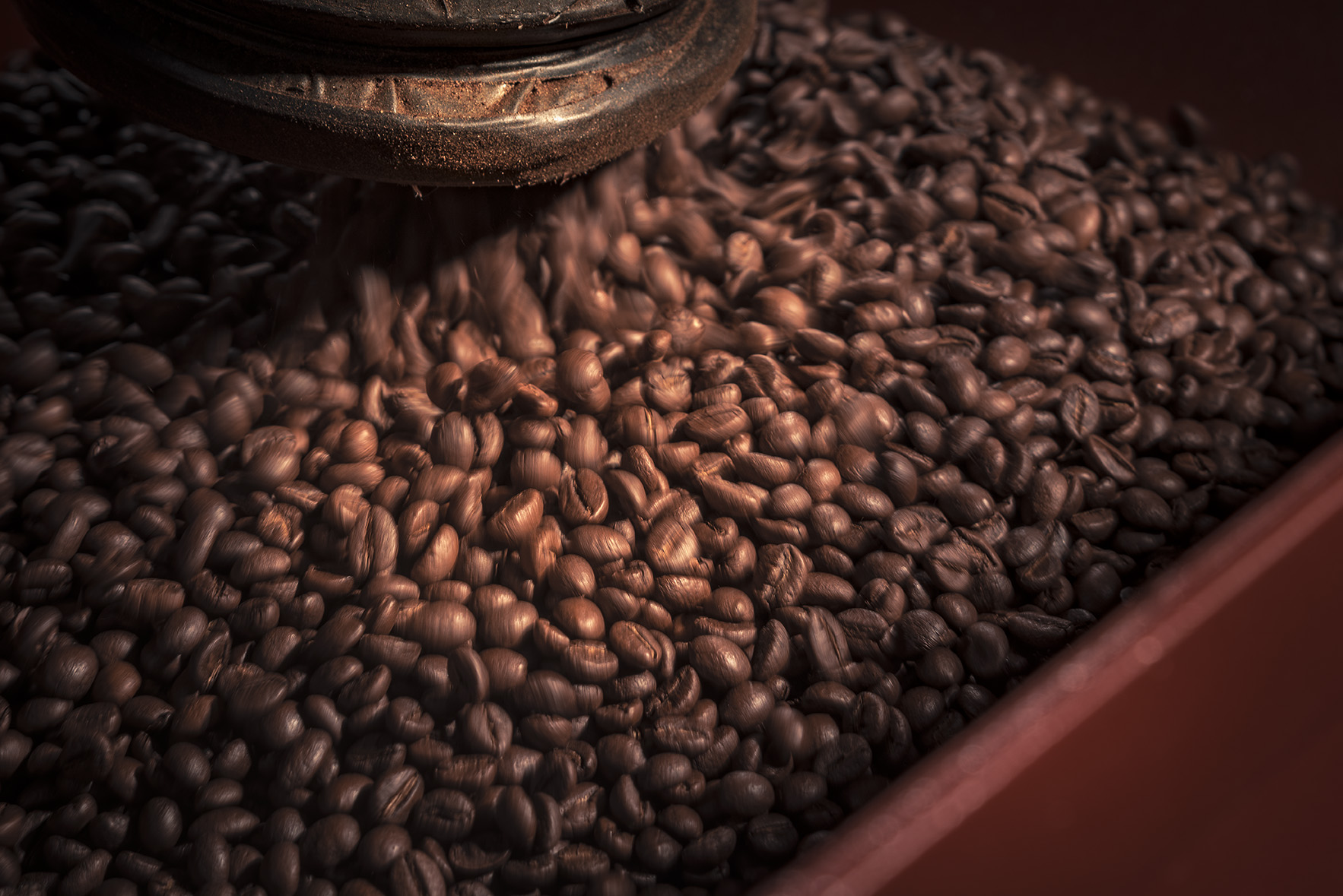 Frisch geröstete Kaffeebohnen
