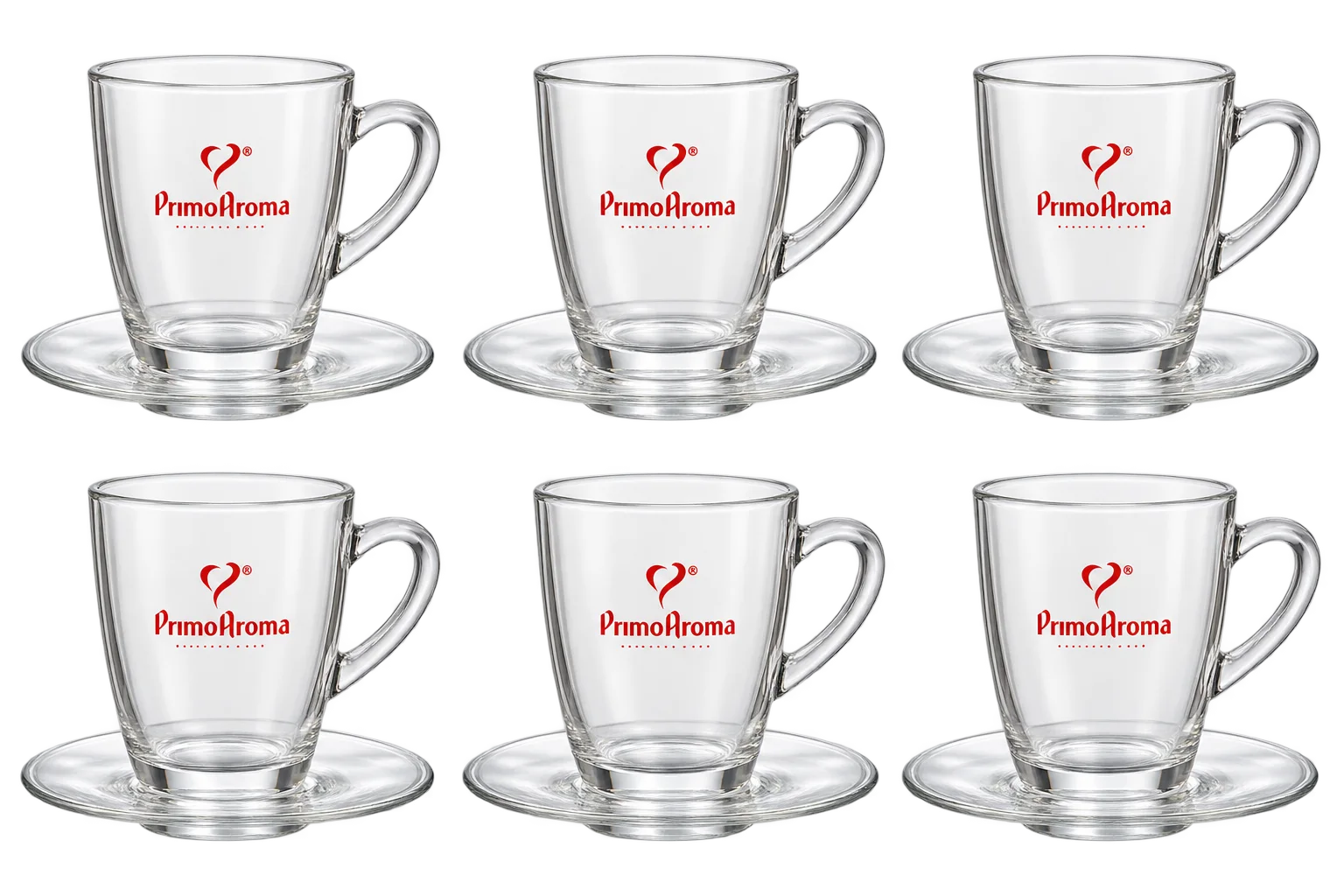 Primo Aroma Latte-Macchiato-Gläser mit Glastellern – 6er Set